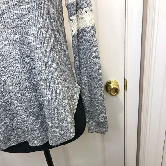 Rewind grey long sleeve top with cream lace detail, size x small - Picture 8 of 12